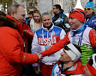 Президент Российской Федерации В.В. Путин в г. Сочи посетил соревнования по  лыжным гонкам с участием российских спортсменов.  Вместе  с ним за выступлением спортсменов следили Министр спорта Российской Федерации В. Л.   Мутко, президент Паралимпийского к