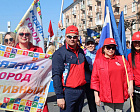 Член ЦК Профсоюза М.В. Кащеева в г. Рязани (Рязанская область) приняла участие в первомайском шествии